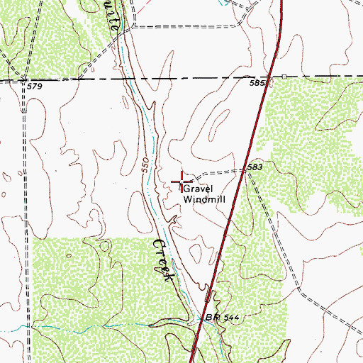 Topographic Map of Gravel Windmill, TX