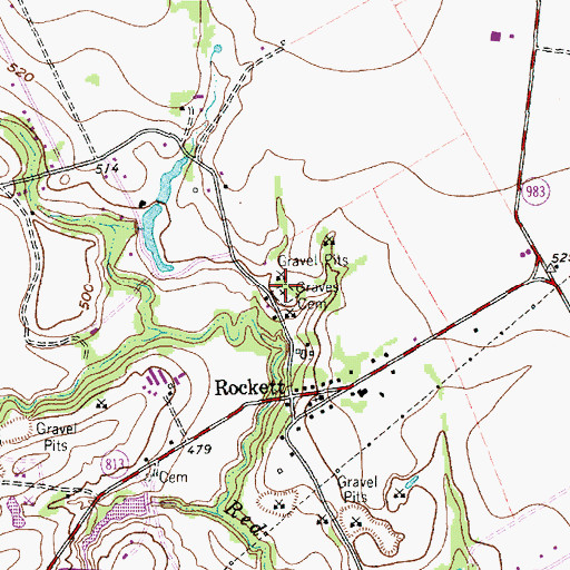 Topographic Map of Graves Cemetery, TX
