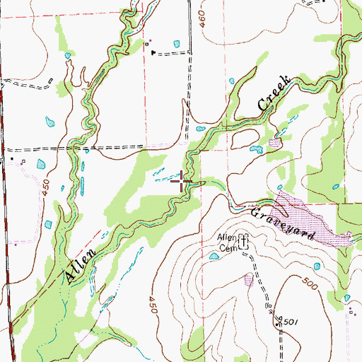 Topographic Map of Graveyard Branch, TX