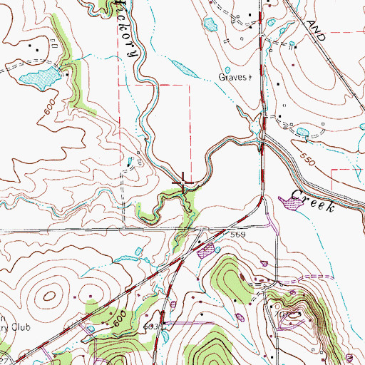 Topographic Map of Graveyard Branch, TX