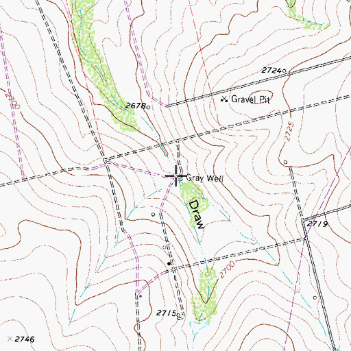 Topographic Map of Gray Well, TX