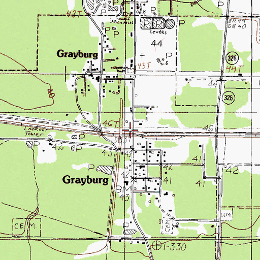 Topographic Map of Grayburg, TX