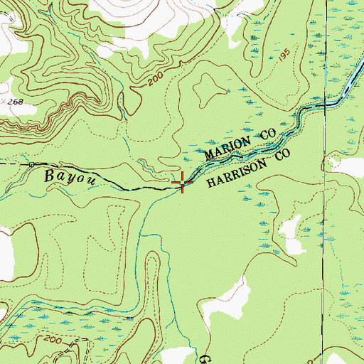 Topographic Map of Grays Creek, TX