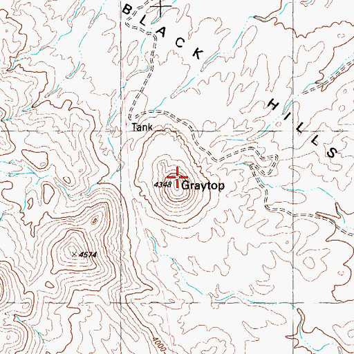 Topographic Map of Graytop, TX