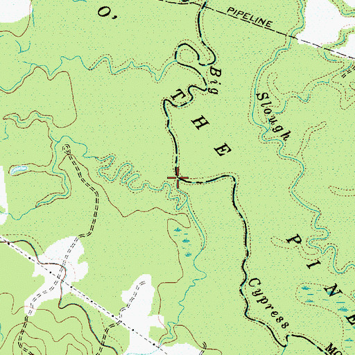 Topographic Map of Greasy Creek, TX