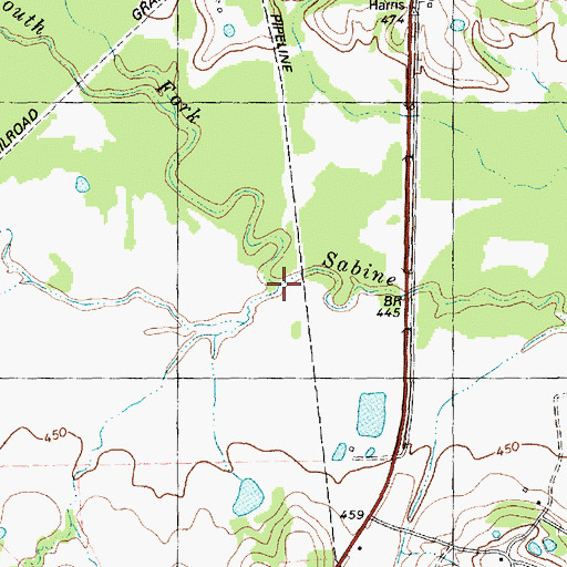 Topographic Map of Greasy Creek, TX
