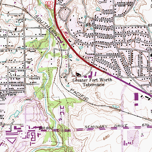 Topographic Map of Greater Fort Worth Tabernacle, TX