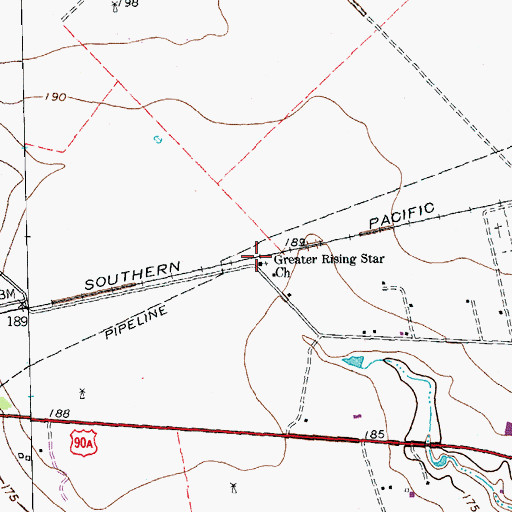 Topographic Map of Greater Rising Star Church, TX