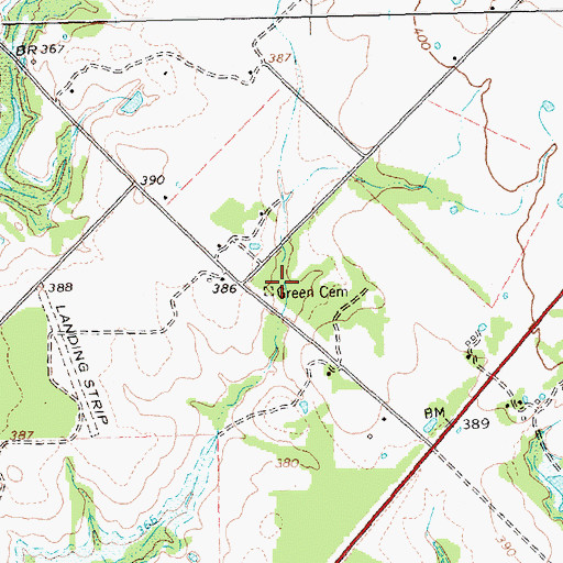 Topographic Map of Green Cemetery, TX
