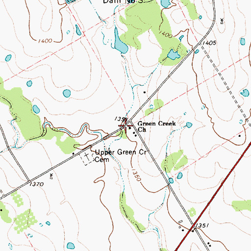 Topographic Map of Green Creek Church, TX
