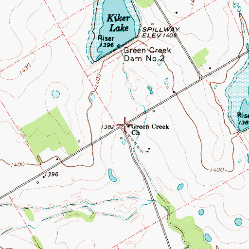 Topographic Map of Green Creek Church, TX