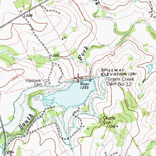 Topographic Map of Green Creek Dam Number 12, TX