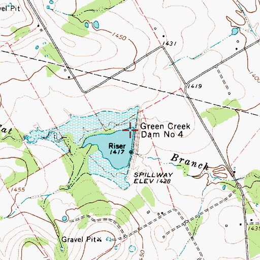 Topographic Map of Green Creek Dam Number 4, TX