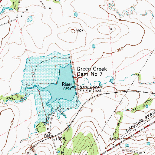 Topographic Map of Green Creek Dam Number 7, TX