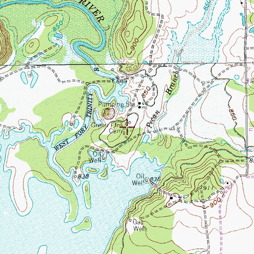 Topographic Map of Green Elm Cemetery, TX