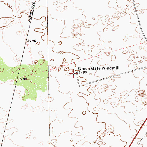Topographic Map of Green Gate Windmill, TX