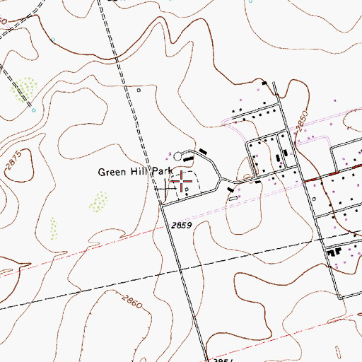 Topographic Map of Green Hill Park, TX