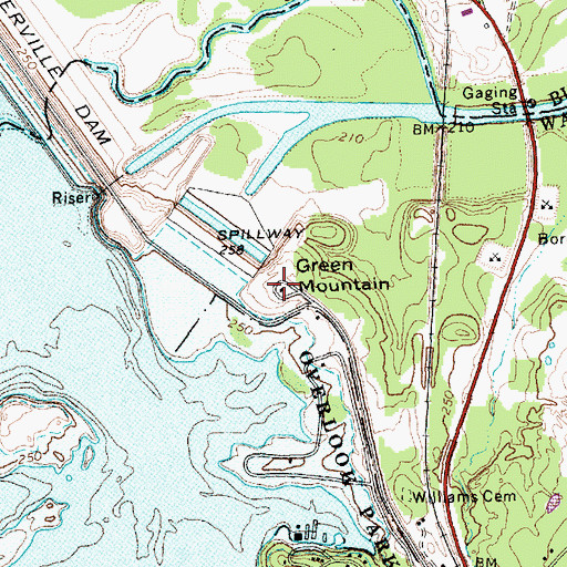 Topographic Map of Green Mountain, TX