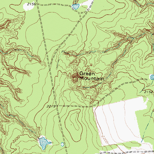 Topographic Map of Green Mountain, TX