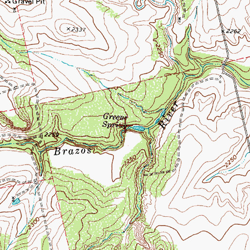 Topographic Map of Green Spring, TX