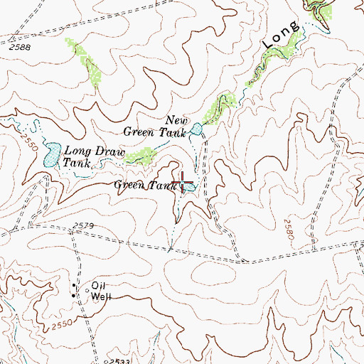 Topographic Map of Green Tank, TX