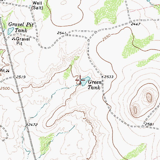 Topographic Map of Green Tank, TX