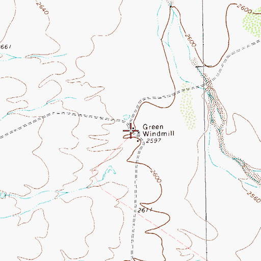 Topographic Map of Green Windmill, TX