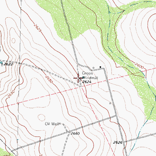 Topographic Map of Green Windmill, TX