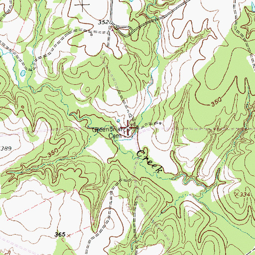 Topographic Map of Greenbriar Cemetery, TX