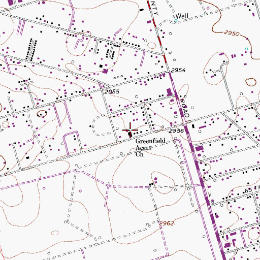 Topographic Map of Greenfield Acres Church, TX