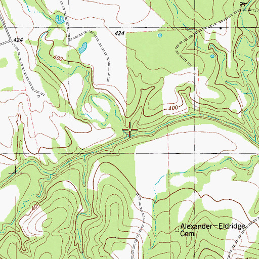 Topographic Map of Greens Creek, TX