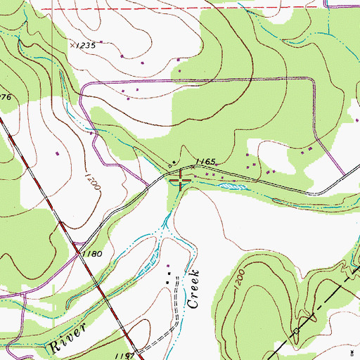 Topographic Map of Greens Hollow, TX