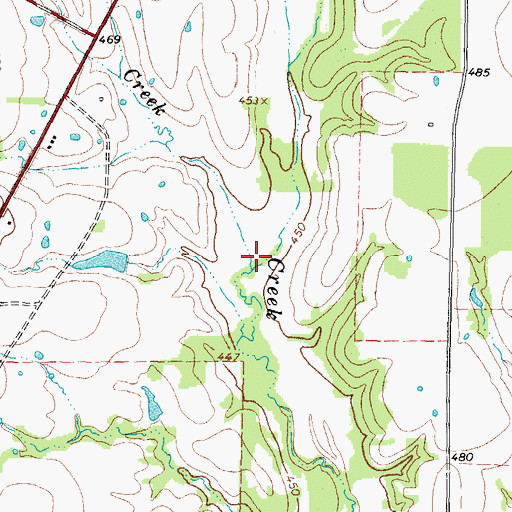 Topographic Map of Greenview Creek, TX