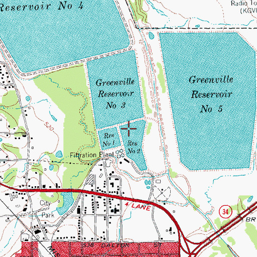 Topographic Map of Greenville Reservoir Number Three, TX