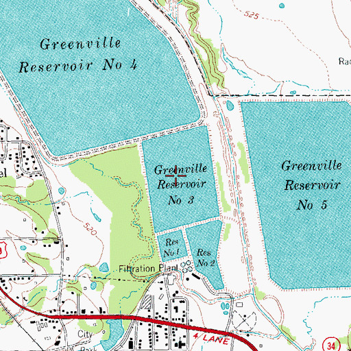 Topographic Map of Greenville Reservoir Number 4, TX