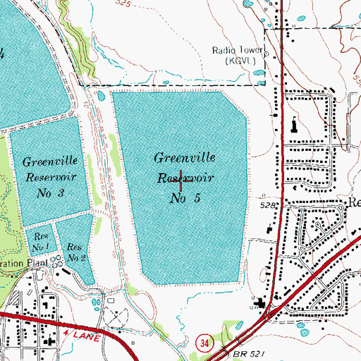 Topographic Map of Greenville Reservoir Number 5, TX