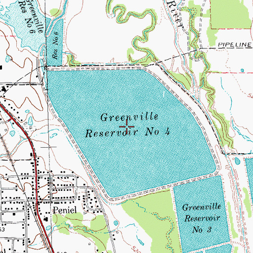 Topographic Map of Greenville Reservoir Number Six, TX