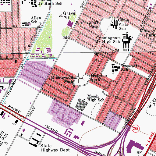 Topographic Map of Greenwood Park, TX