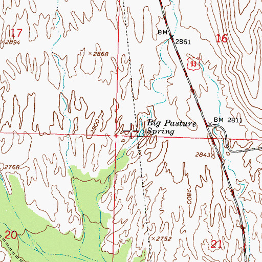 Topographic Map of Big Pasture Spring, AZ