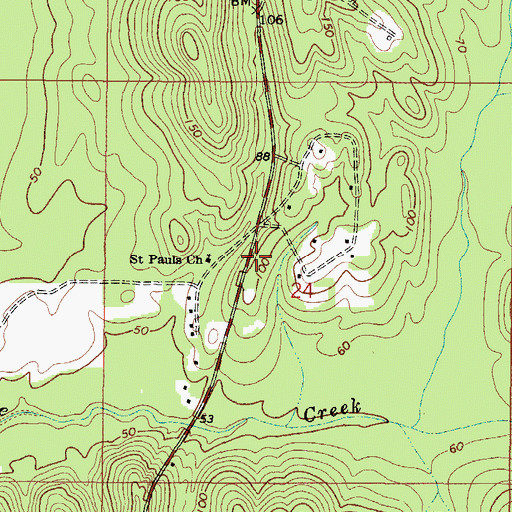 Topographic Map of Saint Paul School (historical), AL