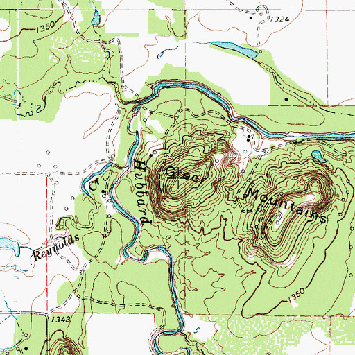 Topographic Map of Greer Mountains, TX