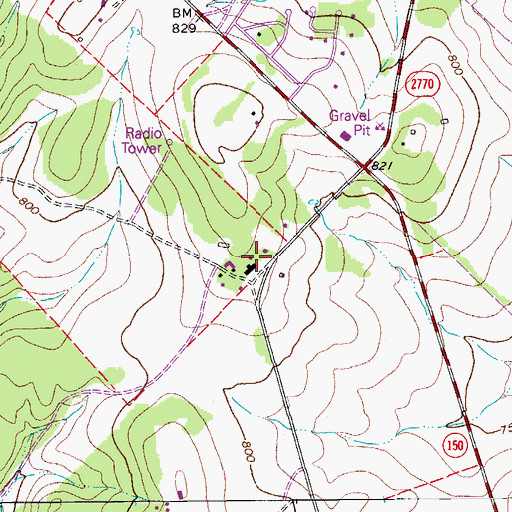 Topographic Map of Gregg Ranch, TX