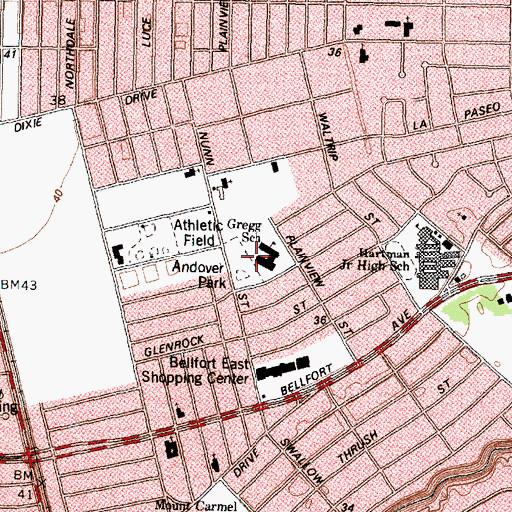 Topographic Map of Gregg School, TX
