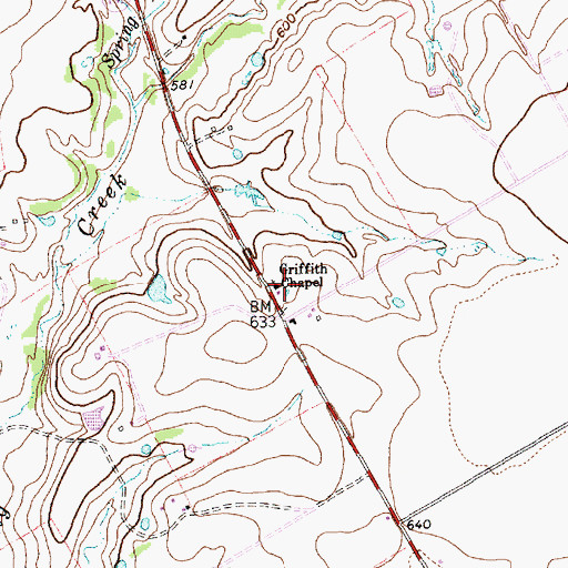 Topographic Map of Griffith Chapel, TX