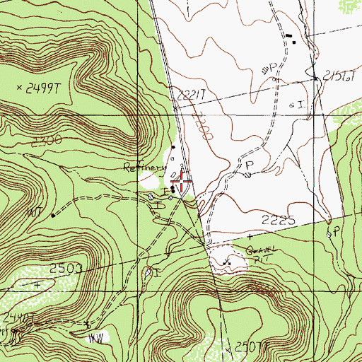 Topographic Map of Grimes Gasoline Plant, TX