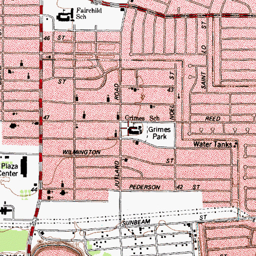 Topographic Map of Grimes School, TX