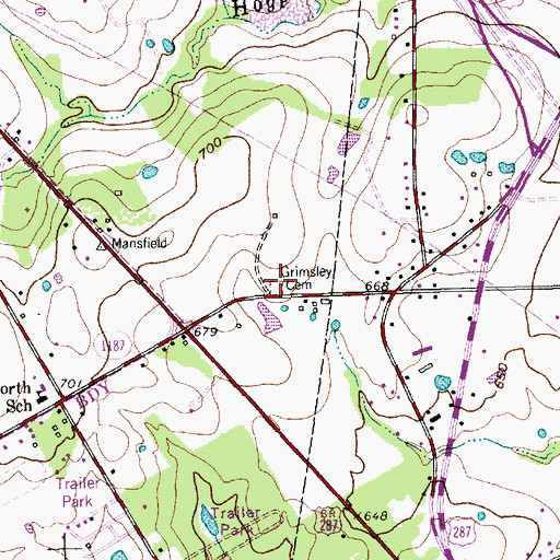 Topographic Map of Grimsley Cemetery, TX