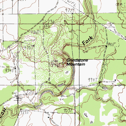 Topographic Map of Grindstone Mountain, TX
