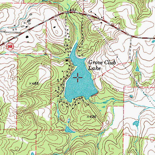 Topographic Map of Grove Club Lake, TX