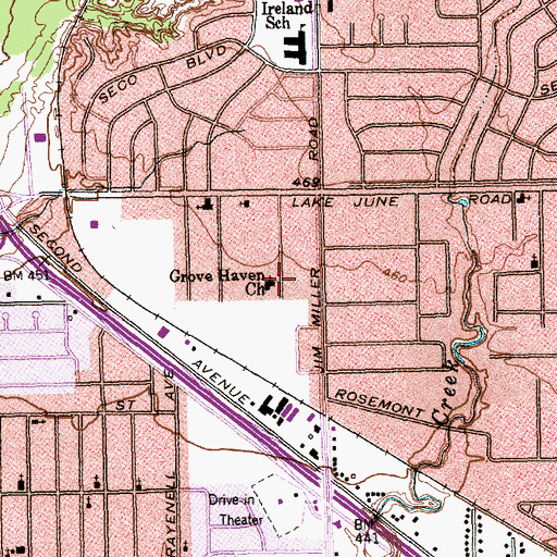Topographic Map of Grove Haven Church, TX